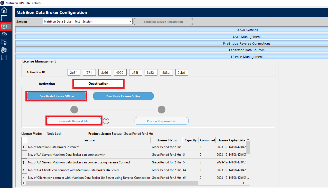 How do I deactivate license for Matrikon Data Broker in offline mode?